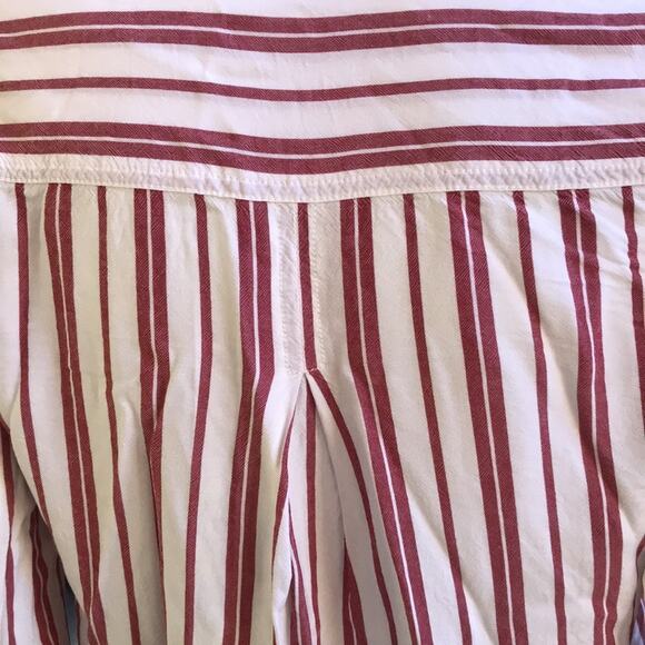 Beach Lunch Lounge Red White Striped Button Down Shirt with Pocket Women's Small - Picture 7 of 9